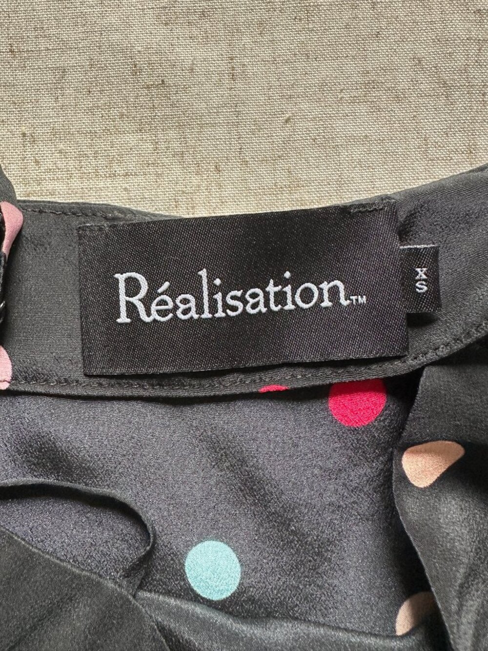 Réalisation Par The Amelia Midi Silk Dress Post Modern Black Polka Dot XS - Picture 9 of 10